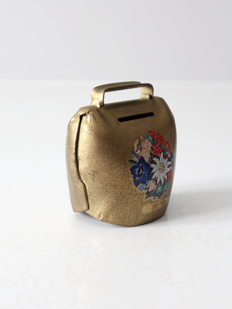 vintage brass hand-painted cowbell
