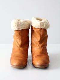 vintage leather boots with shearling lining