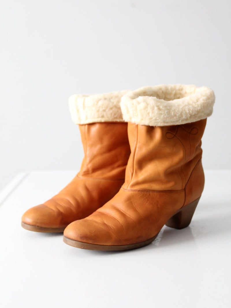 vintage leather boots with shearling lining