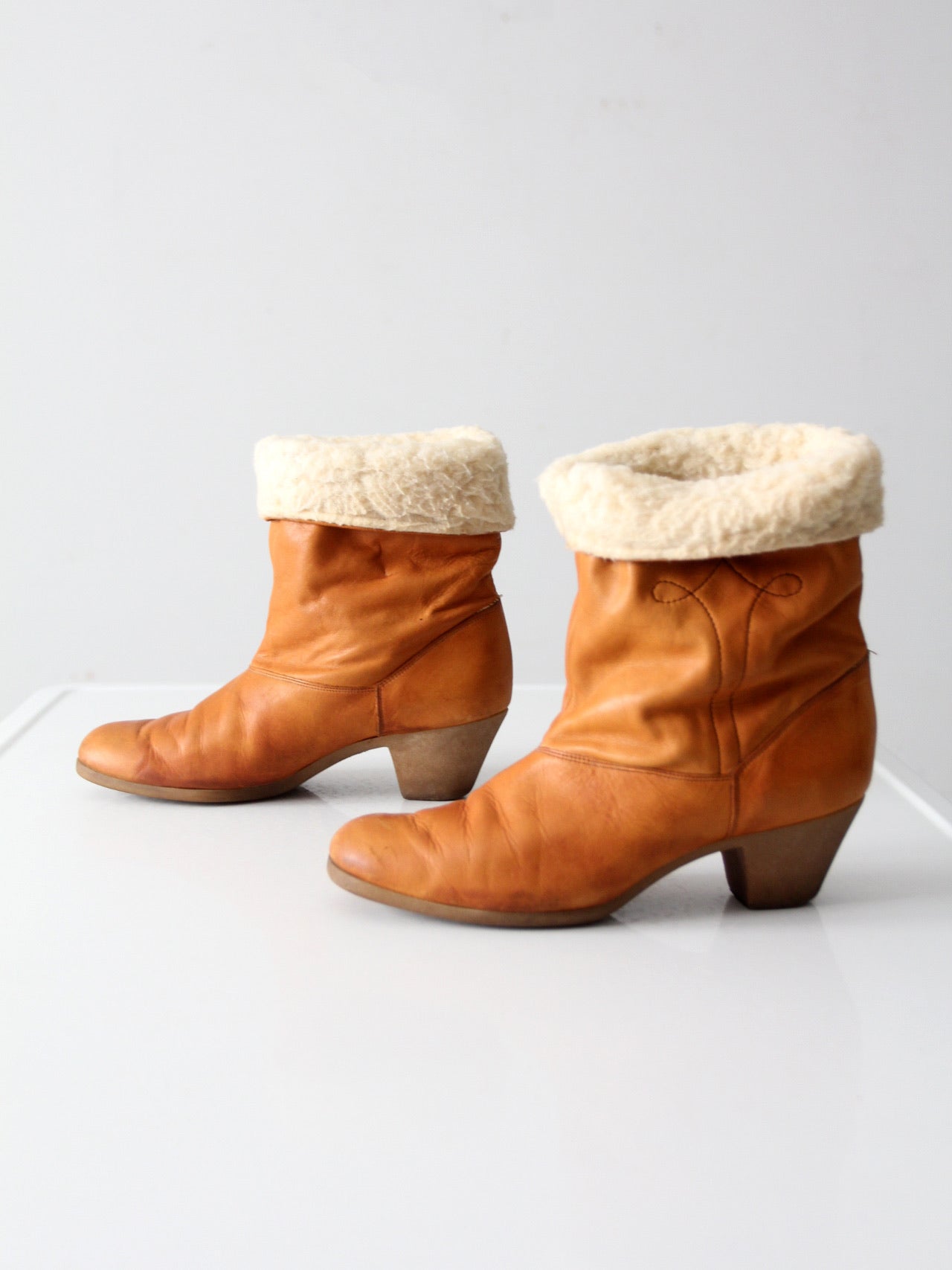 vintage leather boots with shearling lining