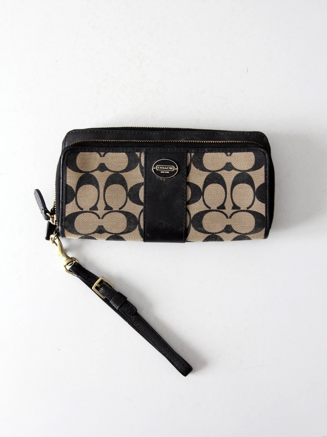 Coach Legacy Signature double accordion zip wristlet wallet