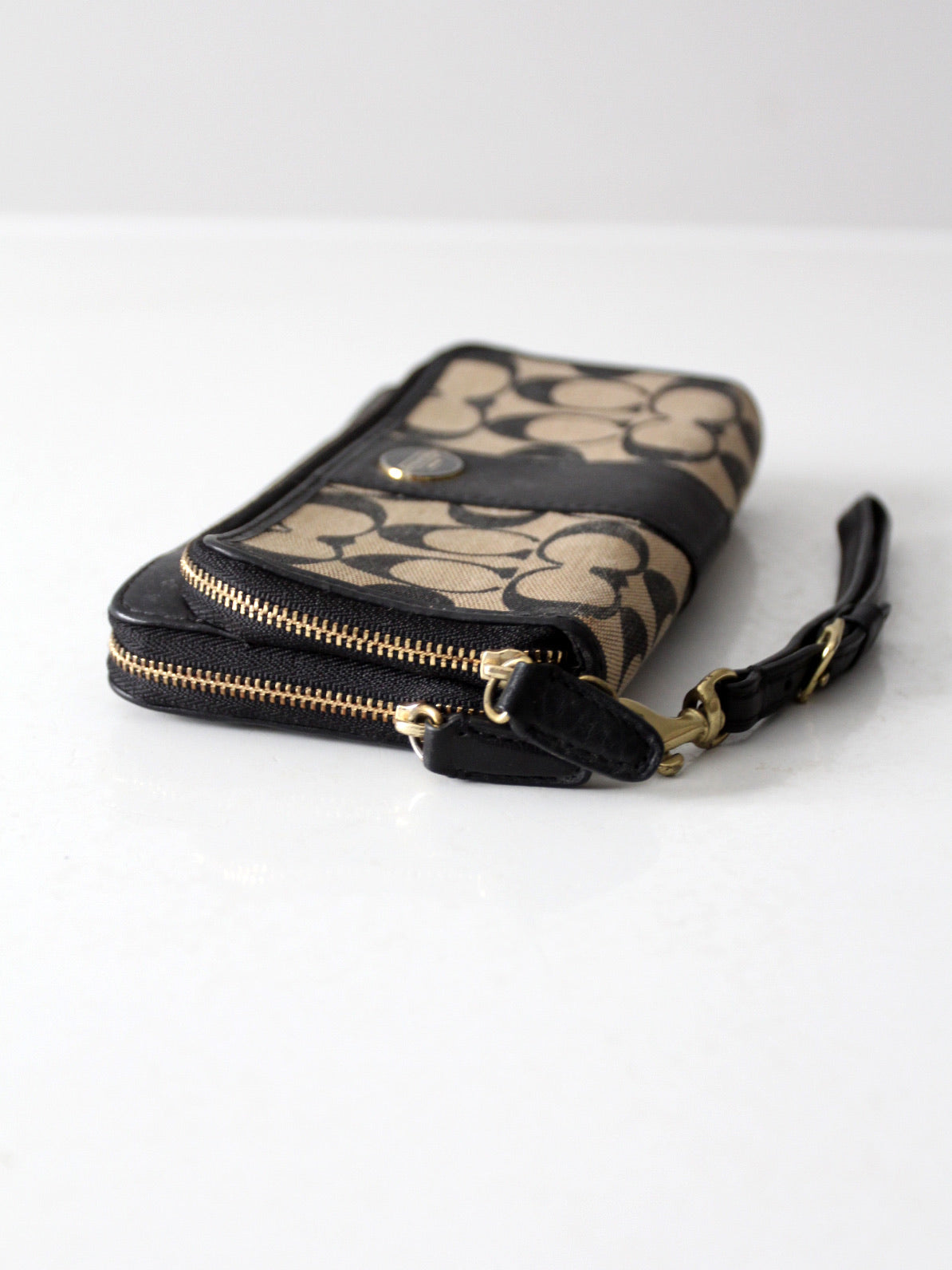 Coach Legacy Signature double accordion zip wristlet wallet