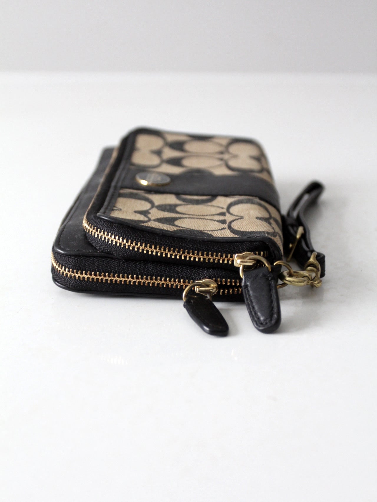 Coach Legacy Signature double accordion zip wristlet wallet