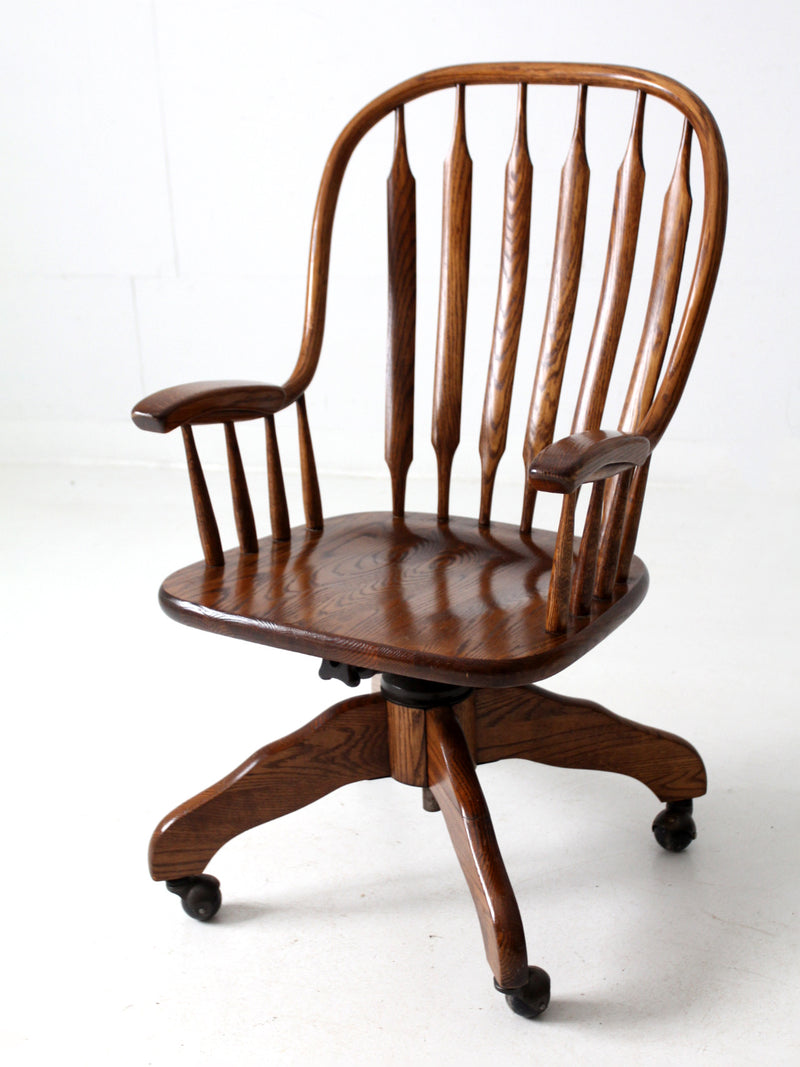 vintage oak swivel desk chair