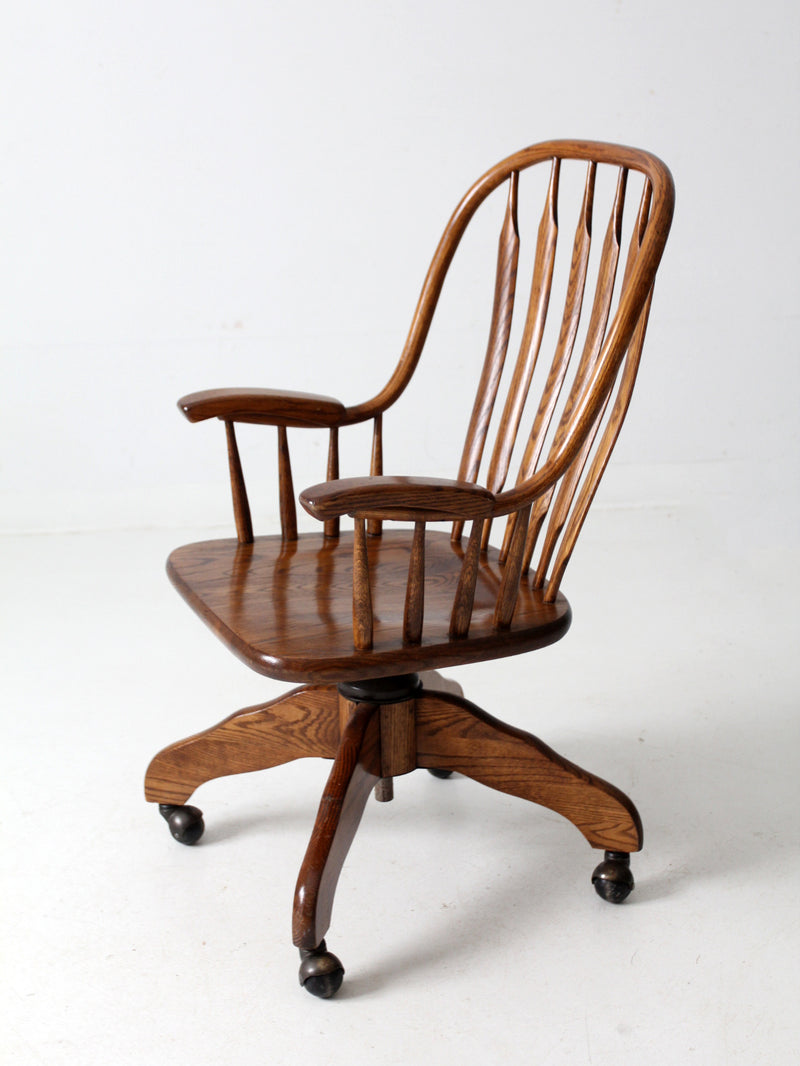 vintage oak swivel desk chair