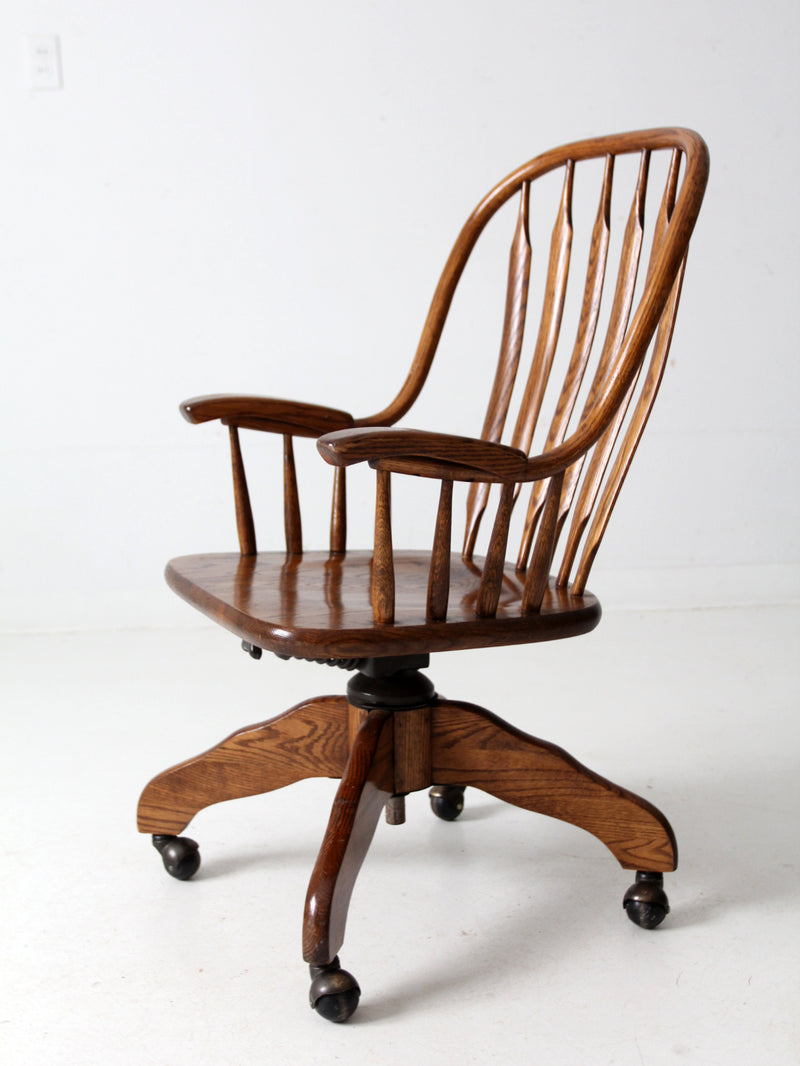 vintage oak swivel desk chair