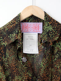 vintage Tuleh silk blouse abstract print sheer button down | size 8