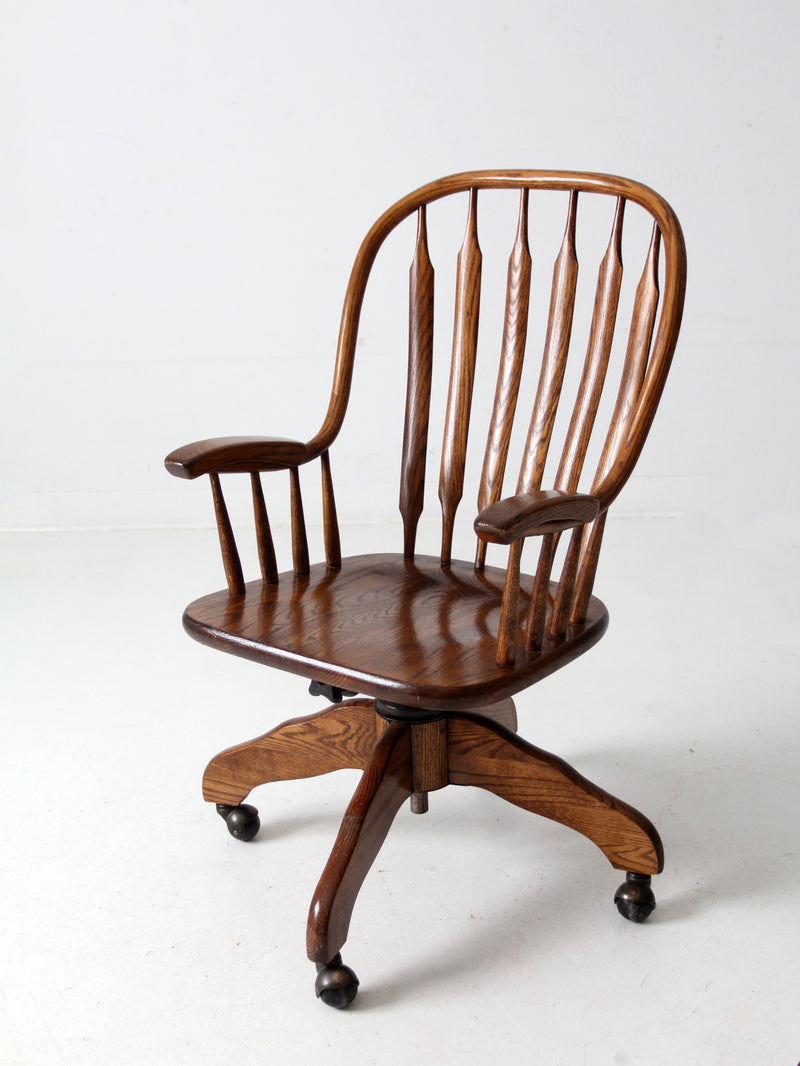 vintage oak swivel desk chair