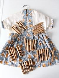 vintage wooden clothespins with storage bag