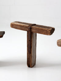 antique primitive milking stools collection set of 3