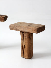 antique primitive milking stools collection set of 3