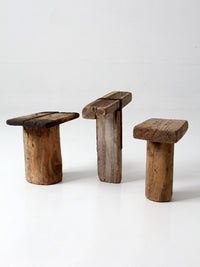 antique primitive milking stools collection set of 3