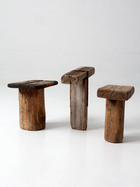 antique primitive milking stools collection set of 3