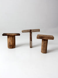 antique primitive milking stools collection set of 3