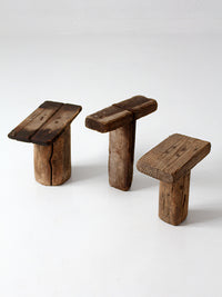 antique primitive milking stools collection set of 3