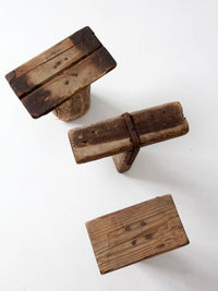 antique primitive milking stools collection set of 3
