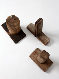 antique primitive milking stools collection set of 3