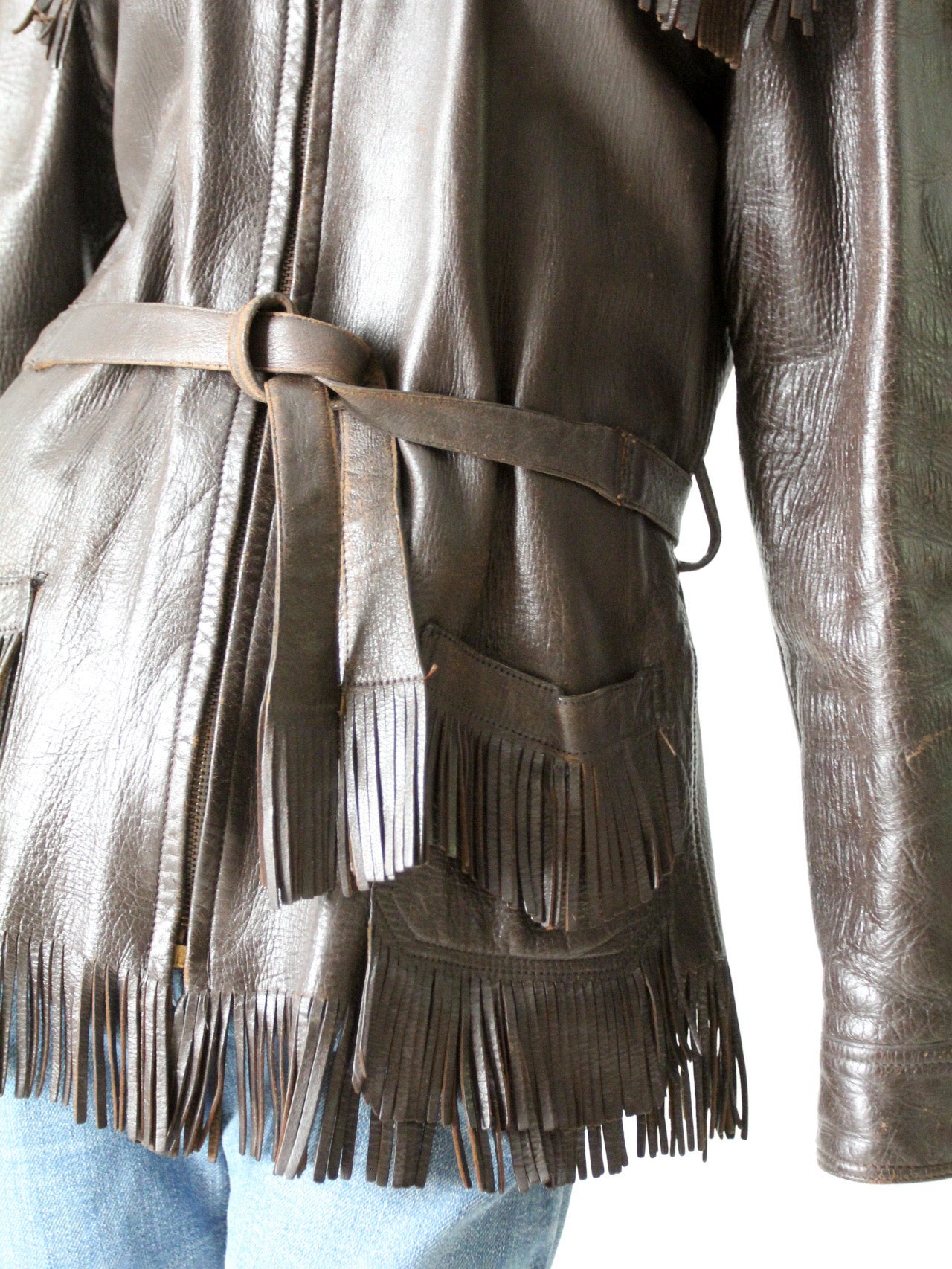 1960s western fringe leather jacket