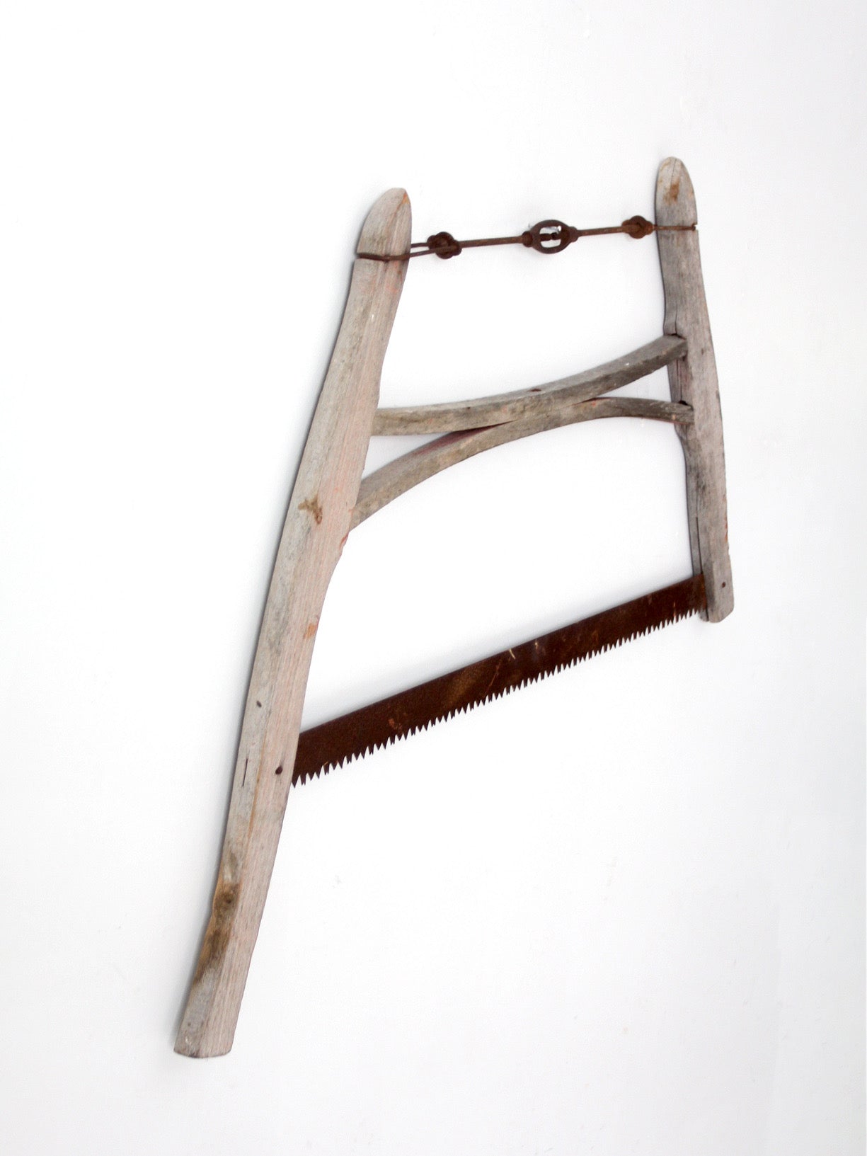 antique primitive wooden bucksaw