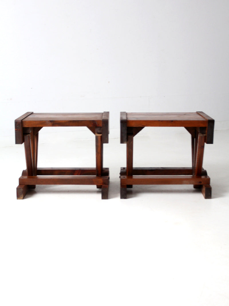 mid century rustic pine end tables