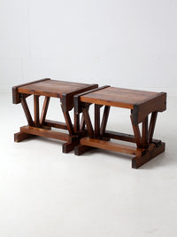 mid century rustic pine end tables
