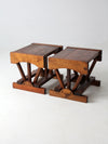 mid century rustic pine end tables