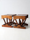 mid century rustic pine end tables