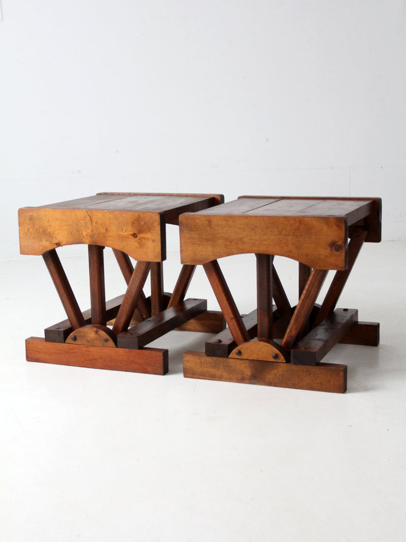 mid century rustic pine end tables