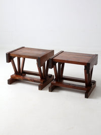 mid century rustic pine end tables