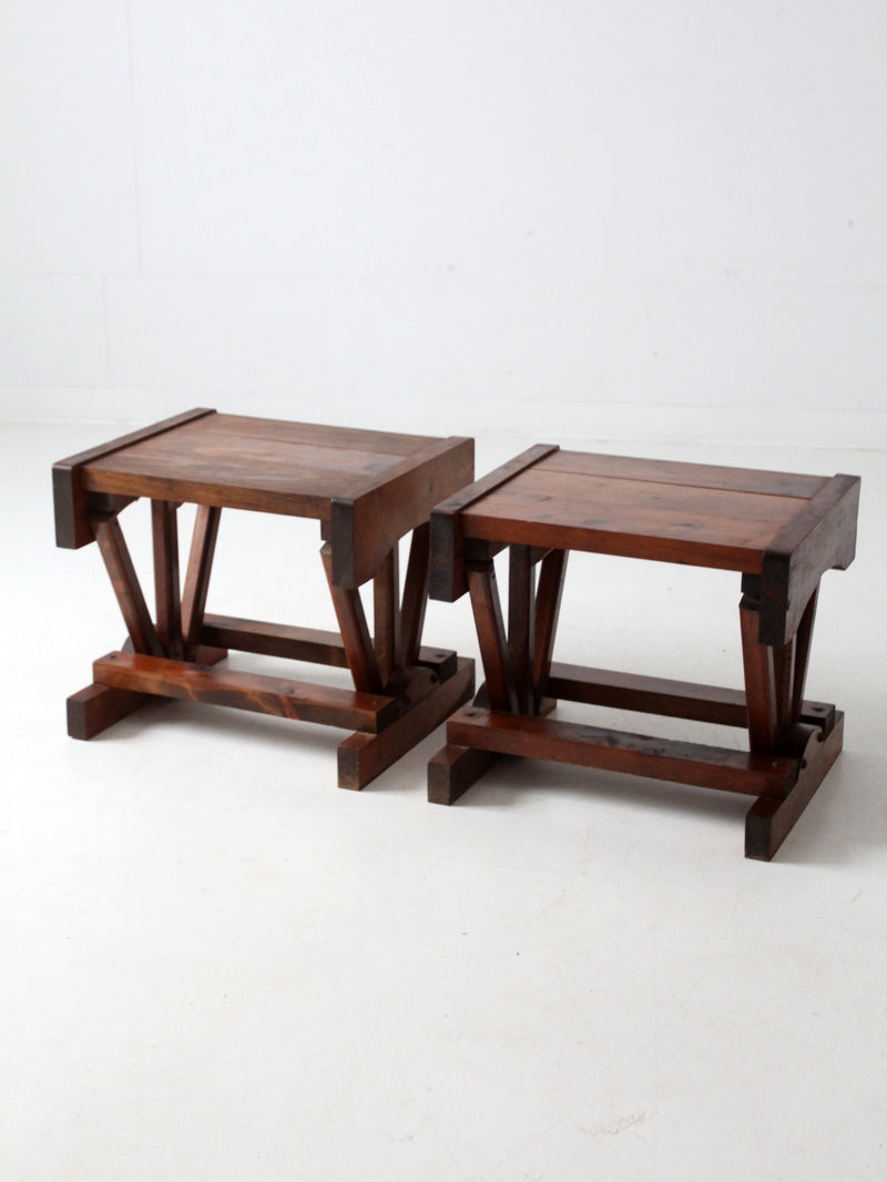 mid century rustic pine end tables