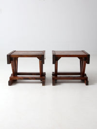 mid century rustic pine end tables