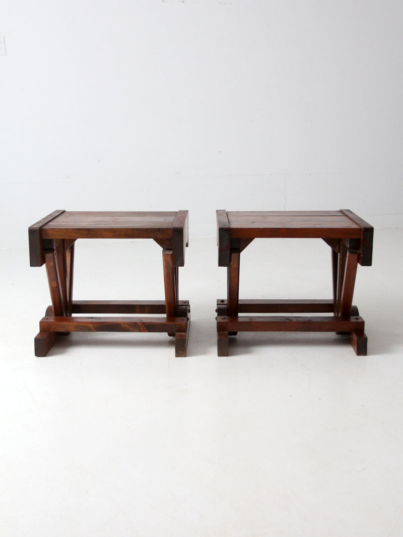 mid century rustic pine end tables