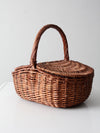 vintage wicker split-lid picnic basket