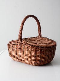 vintage wicker split-lid picnic basket