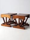 mid century rustic pine end tables