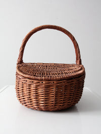 vintage wicker split-lid picnic basket