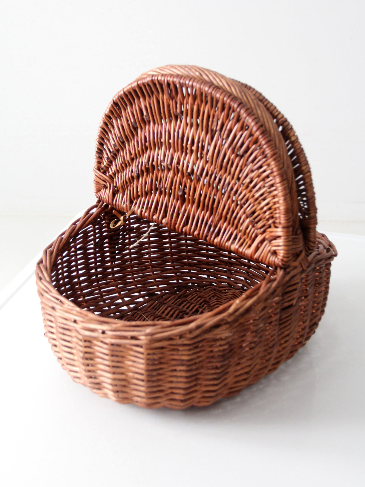 vintage wicker split-lid picnic basket