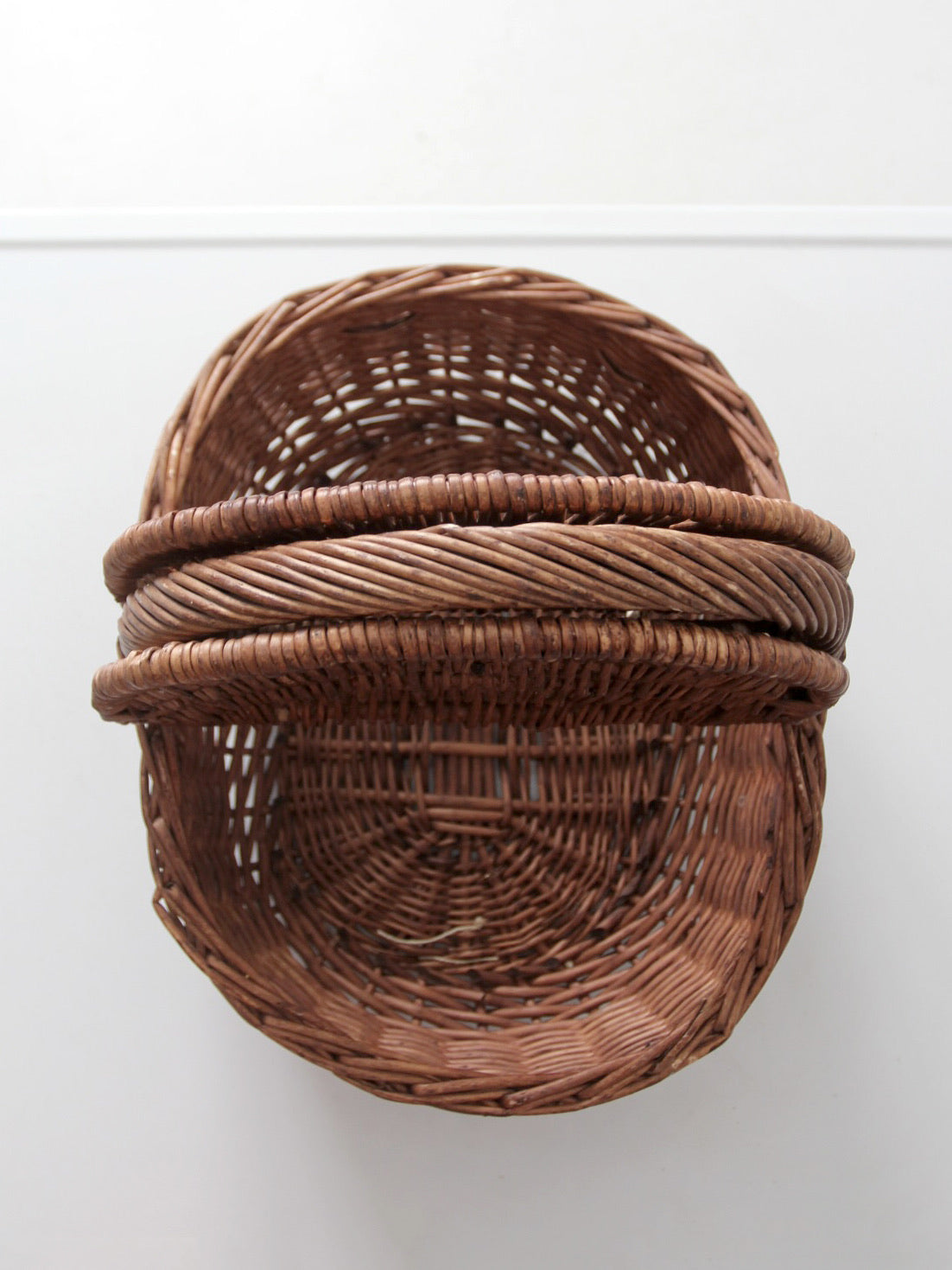 vintage wicker split-lid picnic basket