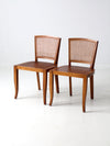 mid century cane back chairs pair