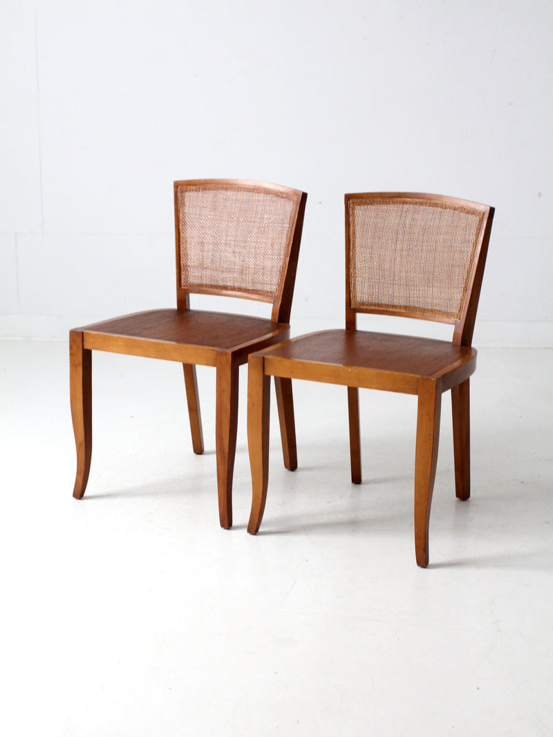 mid century cane back chairs pair