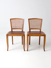 mid century cane back chairs pair