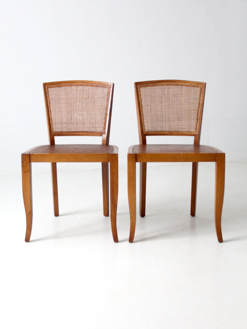 mid century cane back chairs pair