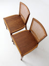 mid century cane back chairs pair