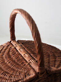vintage wicker split-lid picnic basket