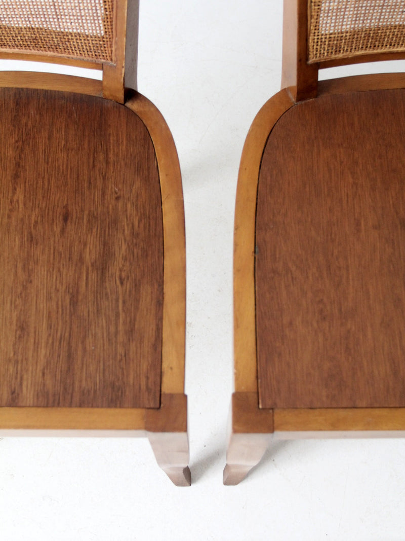 mid century cane back chairs pair