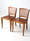 mid century cane back chairs pair