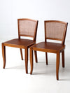 mid century cane back chairs pair