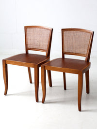 mid century cane back chairs pair