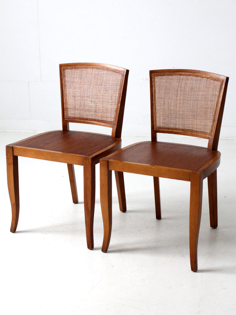 mid century cane back chairs pair