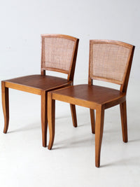 mid century cane back chairs pair